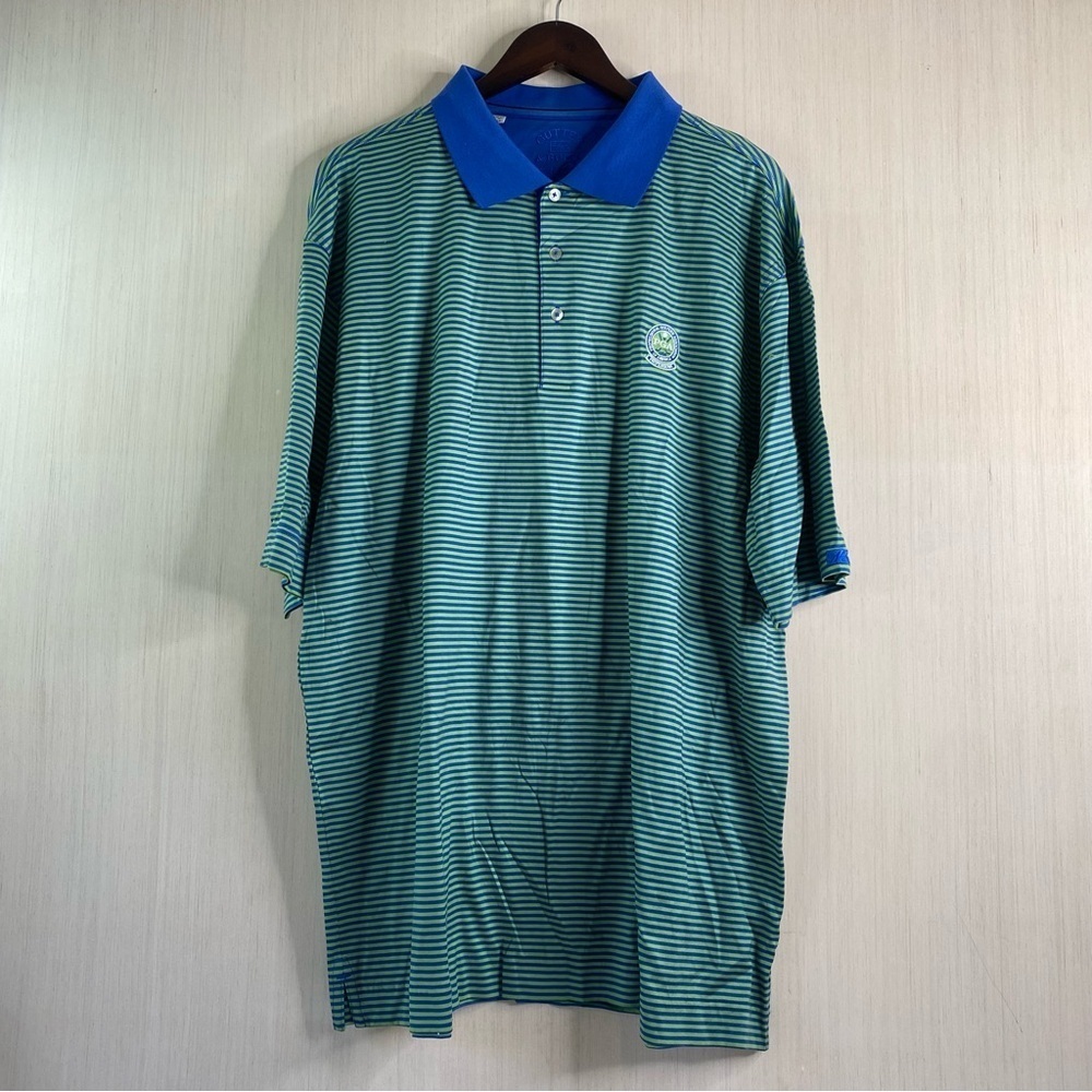 Cutter & Buck Men’s Signature Collection PGA Tour Golf Polo. Blue Stripe XXL